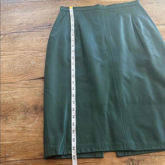 Vintage Giovinessa Moda Vintage Green Leather Pencil Skirt 8 - Picture 4 of 5